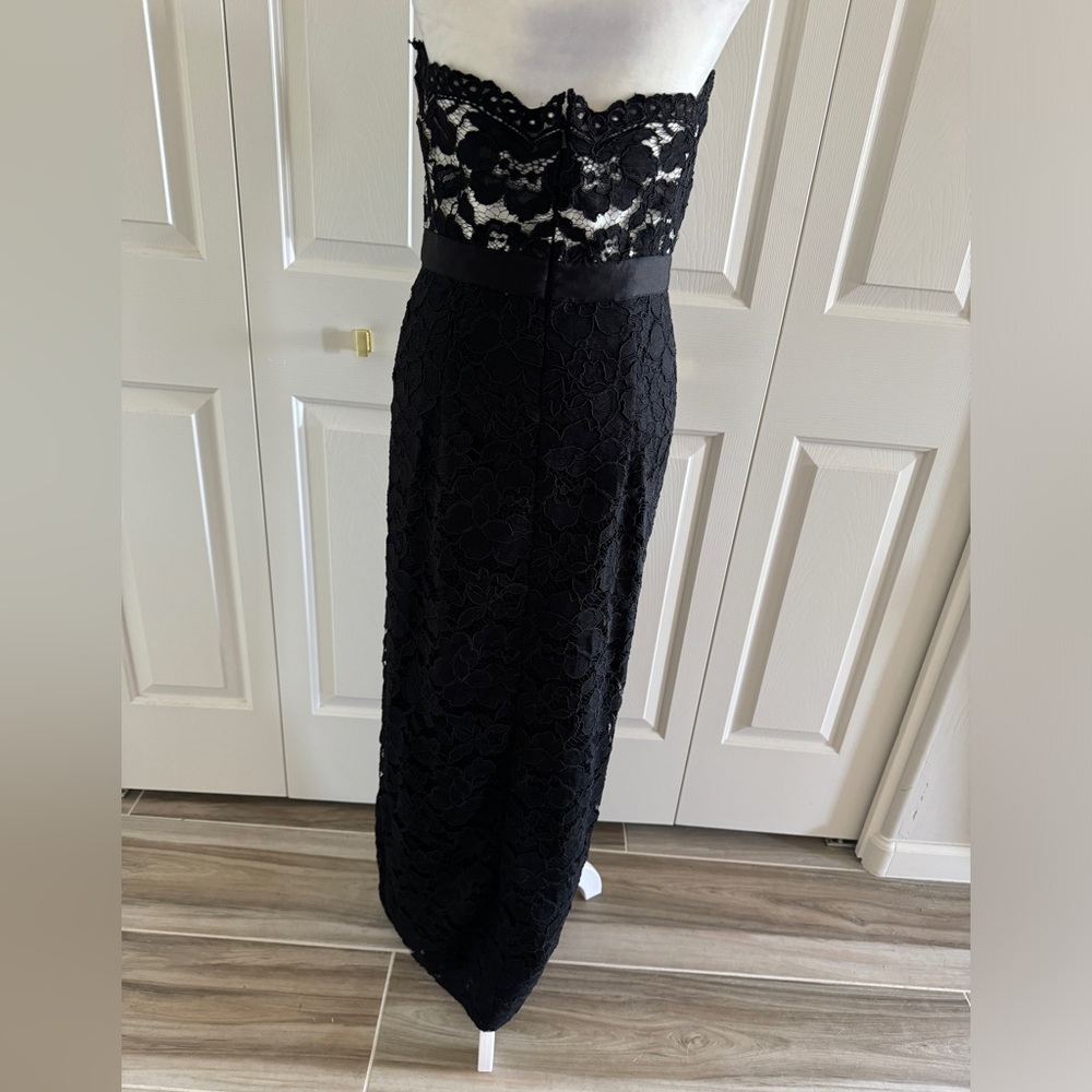 Aidan Mattox Brocade Lace Strapless Gown - Picture 5 of 6